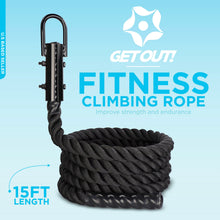Load image into Gallery viewer, Workout Fitness Climbing Rope Gym Exercise Battle Rope 15’ Ft in Black