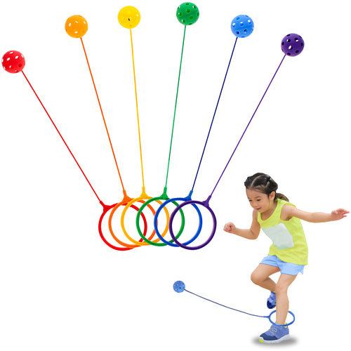 Jump Leg Swing Ball Toy Set, Ankle Skip Ball Game in 6 Assorted Colors