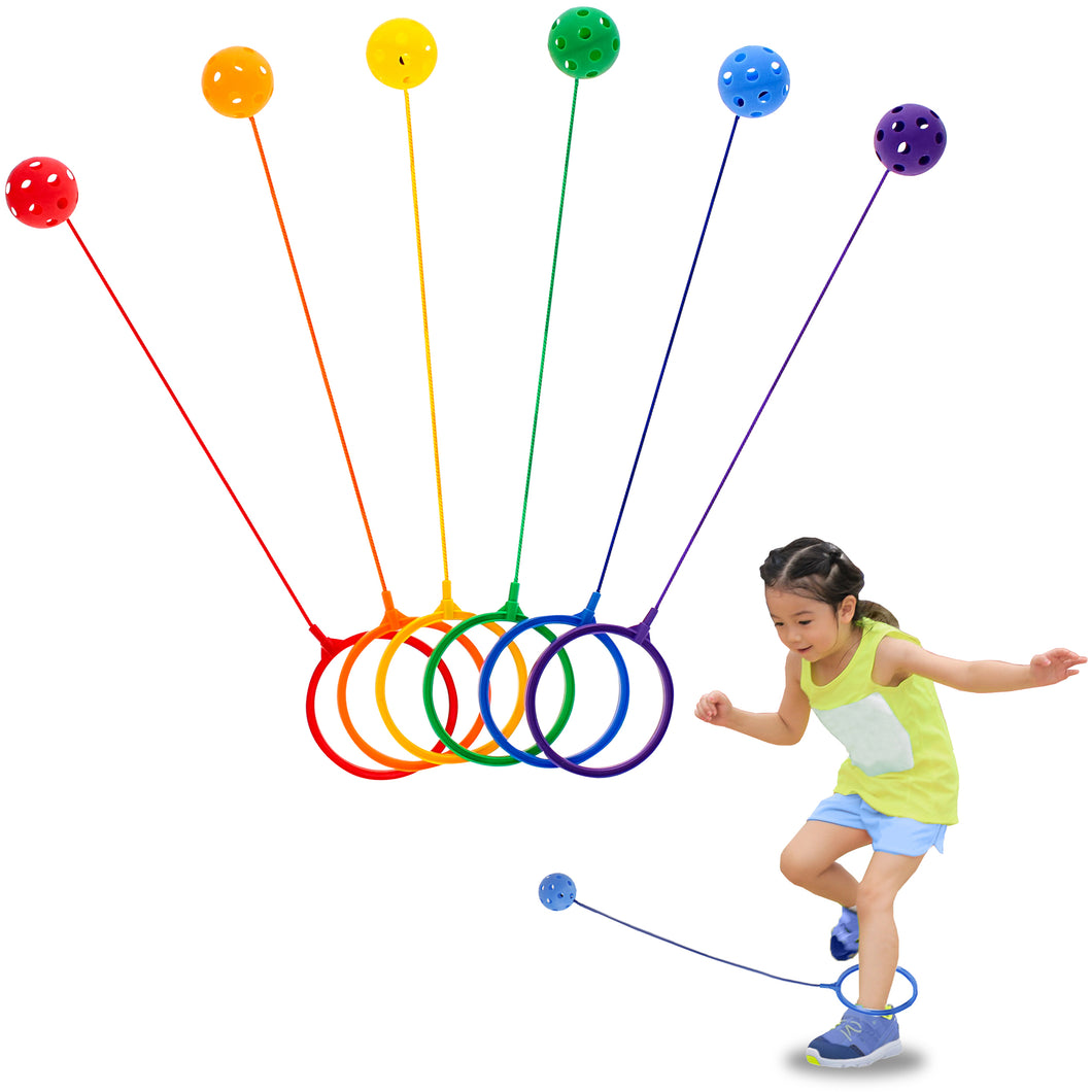 Jump Leg Swing Ball Toy Set, Ankle Skip Ball Game in 6 Assorted Colors