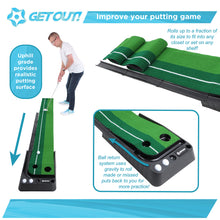 Load image into Gallery viewer, Putting Green Golf Mat w/ Putting Mat Return &amp; Golf Balls Putting Aid
