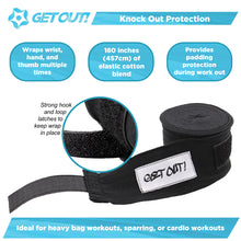 Load image into Gallery viewer, Boxing Wraps Pair Black 180in Support Wrist Wraps for Fitness Training
