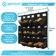 Load image into Gallery viewer, 41x59in Hanging Baseball Helmet Rack Baseball Dugout Organizer
